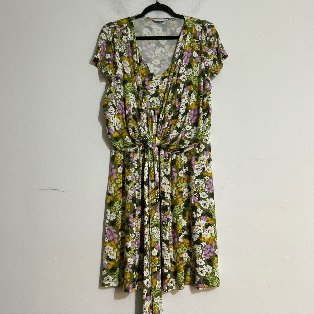 Seraphine Ariana Retro Floral Maternity Nursing Jersey Knit Mini Dress Small